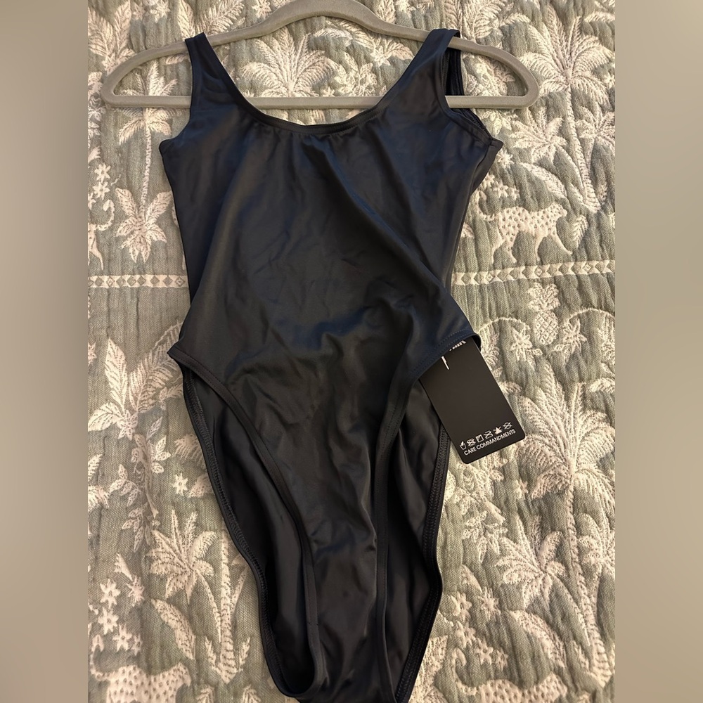 High Front Cut Low Back BlackMilk One piece